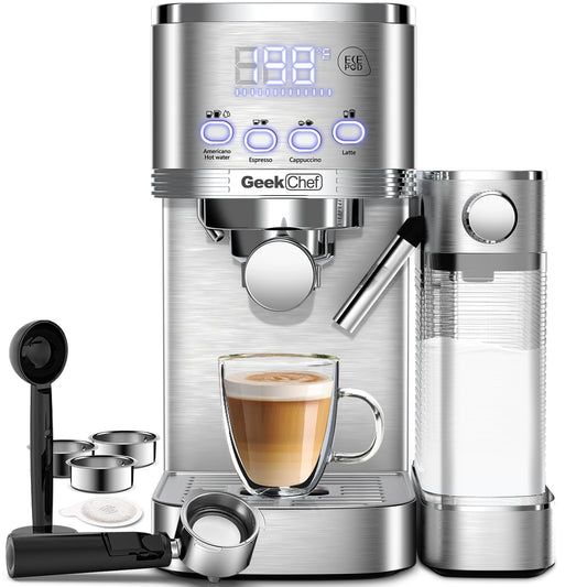Geek Chef Coffee Machine With Automatic Milk Frother